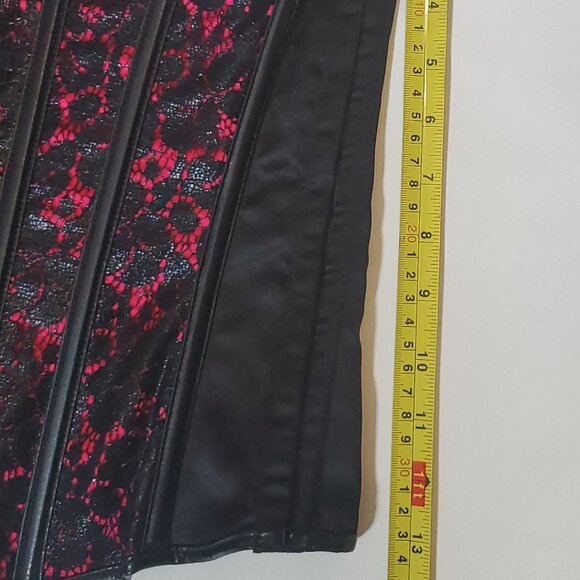Shirley of Hollywood Black &Pink Lace Designer Basque Corset NWT Strapless (38) - Picture 5 of 9
